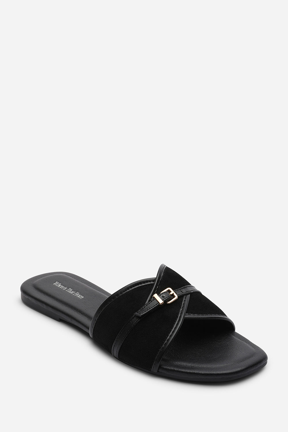 Black Cevora Cross Over Buckle Slide On Sandal, Image 1 of 6