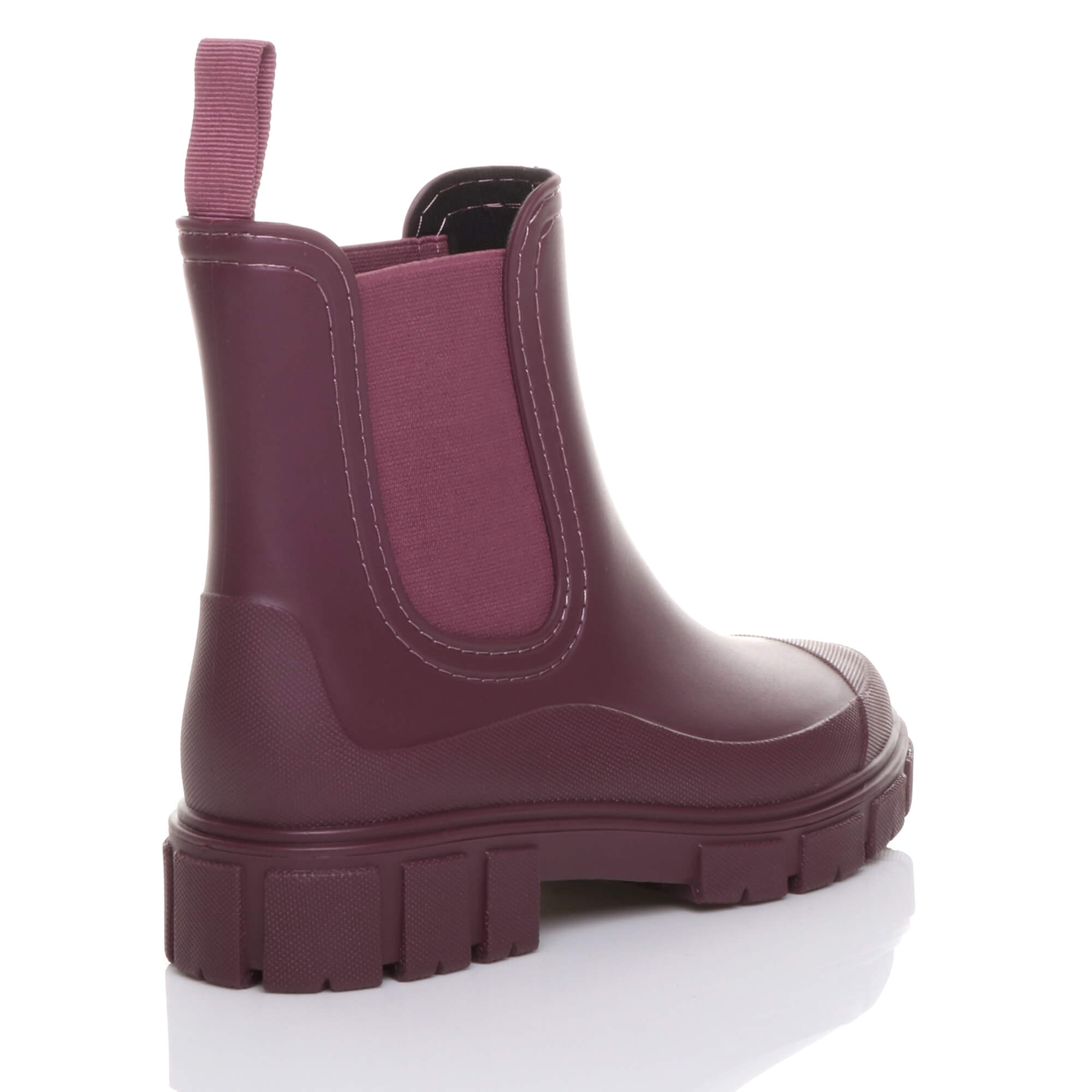 Burgundy Wellies Chelsea Ankle Boots Wellingtons, Image 4 of 6