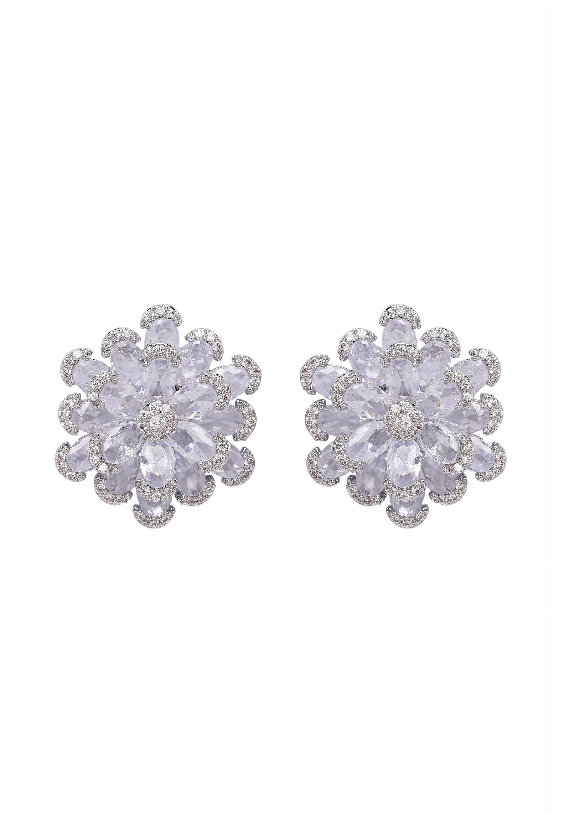 Metallic Icy Blooming Stud Earrings