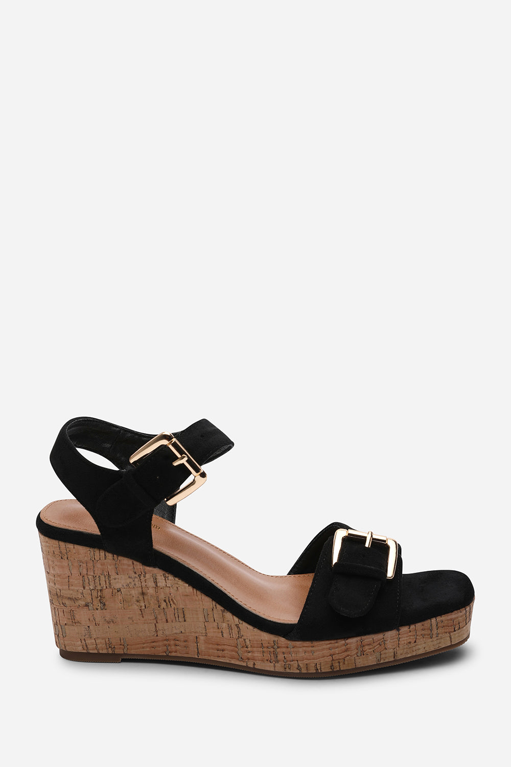 Black Where's That From Black Olivine Double Strap Platform Wedge, Image 2 of 6
