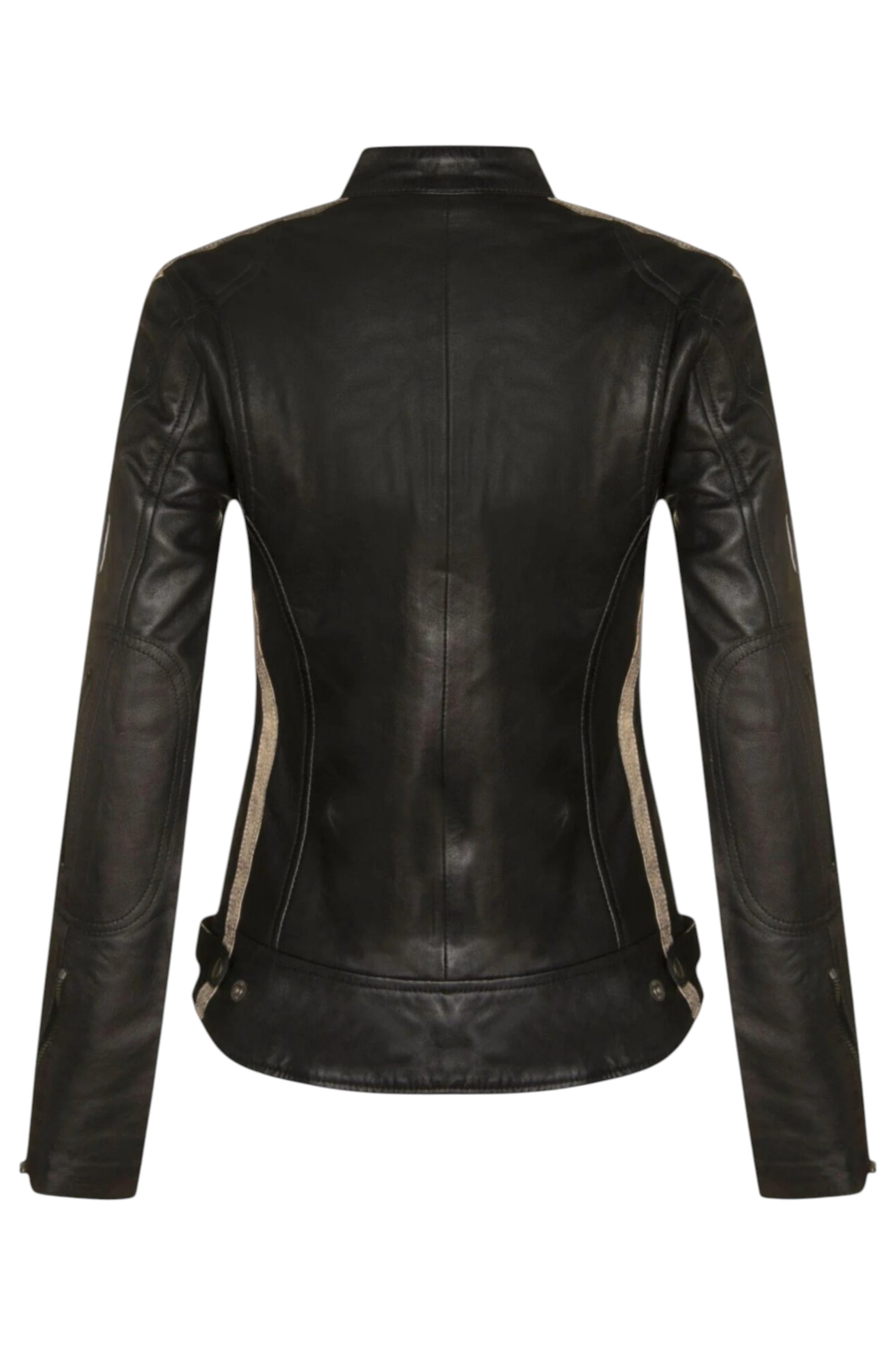 Black Leather Biker Racing Badges Jacket, Image 4 of 5