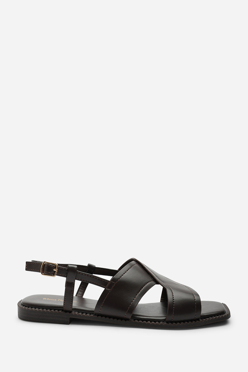 Dark Brown Where's That From Dark Brown Cavina Square Toe Slingback Sandals, Image 3 of 6