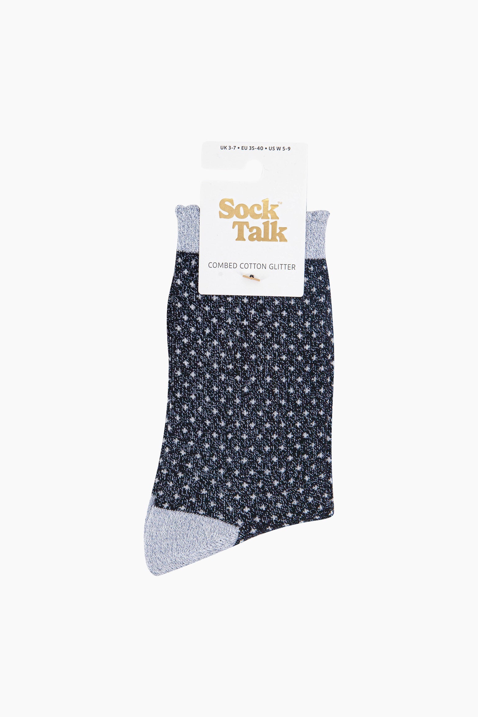 Navy Blue Sock Talk Navy Blue Polka Dots Combed Cotton Glitter Socks, Image 4 of 4