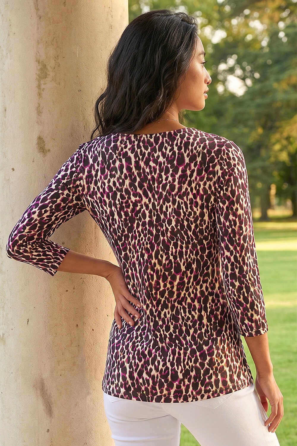 Petite Animal Print Twist Front Top, Image 4 of 4