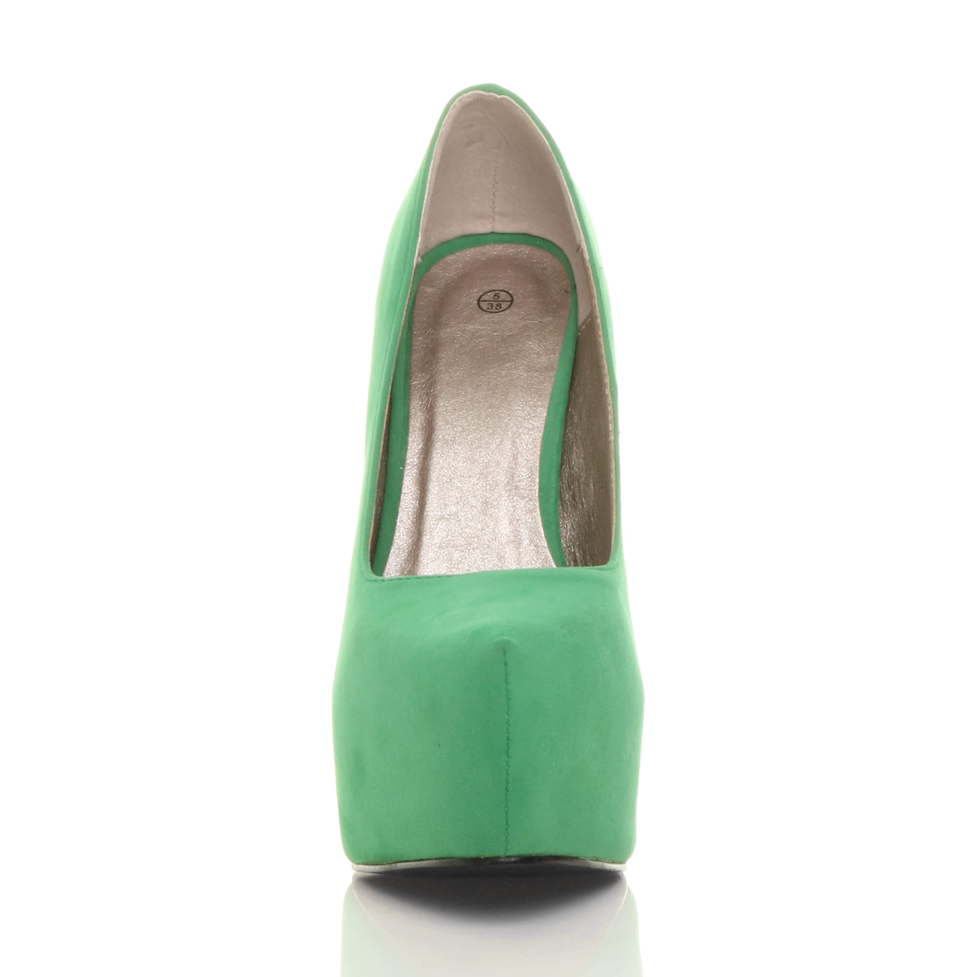 Green AJVANI Green High Heel Platform Court Shoes, Image 6 of 6