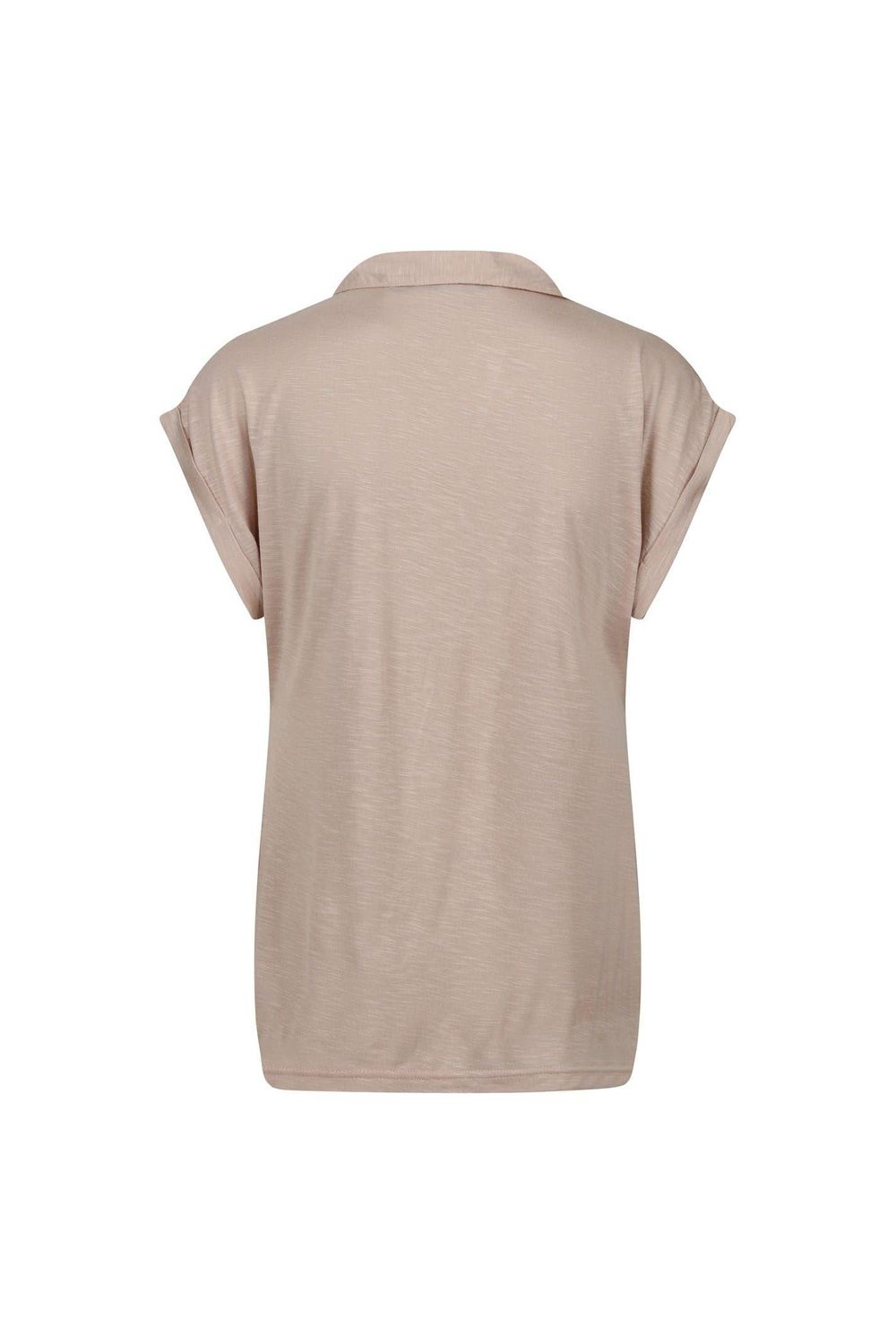 Natural Plain V Neck Short Sleeved Polo Shirt, Image 2 of 4