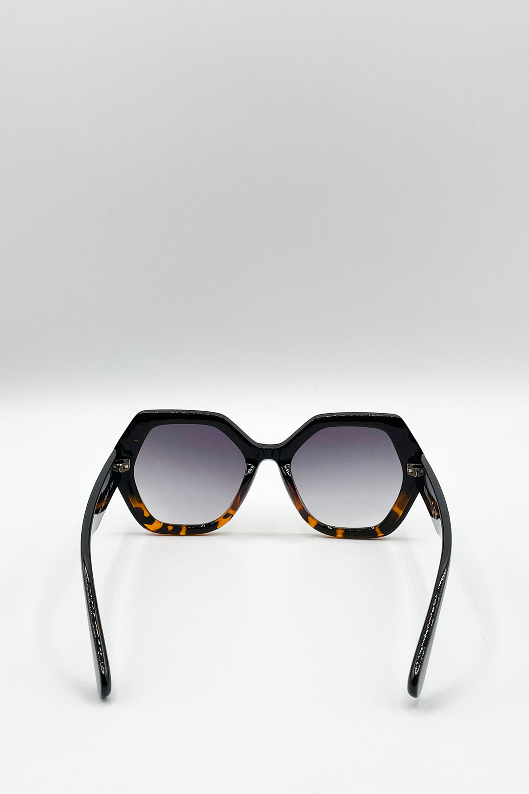 Tortoishell Oversized Rounded Angular Sunglasses, Image 5 of 5