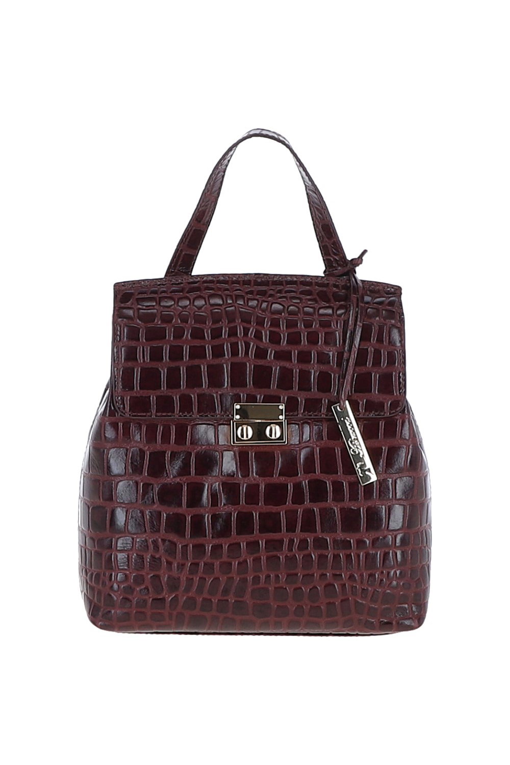 Wine Ashwood Leather Wine Croc Print Real Leather Backpack, Image 1 of 3