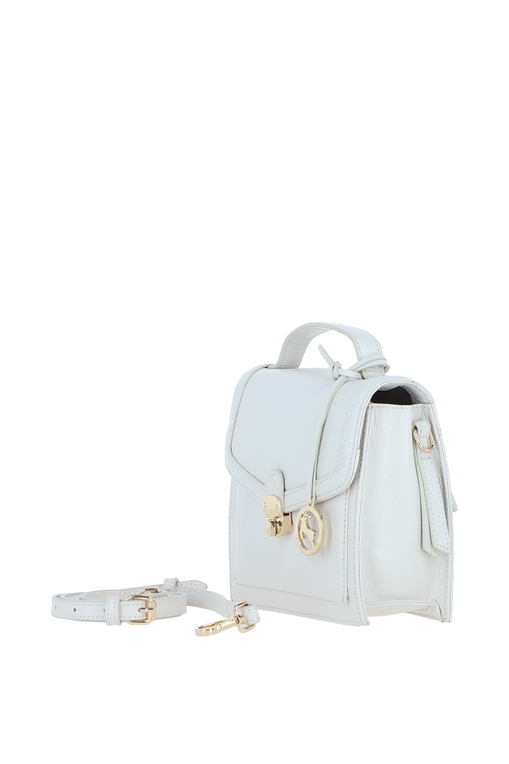 White Compact Handbag With Detachable Crossbody Strap, Image 2 of 4