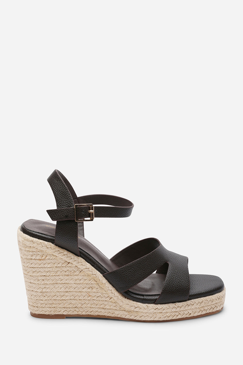 Black 'Jaime' Cut Out Strap Detail Wedge Shoes With Buckle Closure