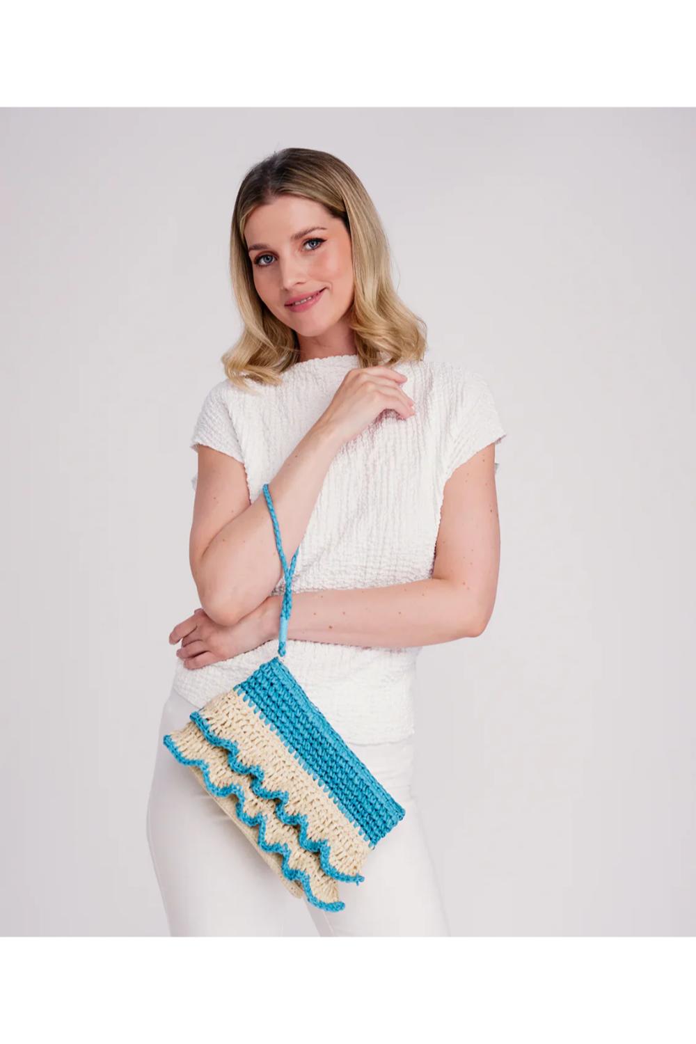 Turqouise Saffira - Straw Clutch Bag - Pale Turquoise, Image 1 of 3