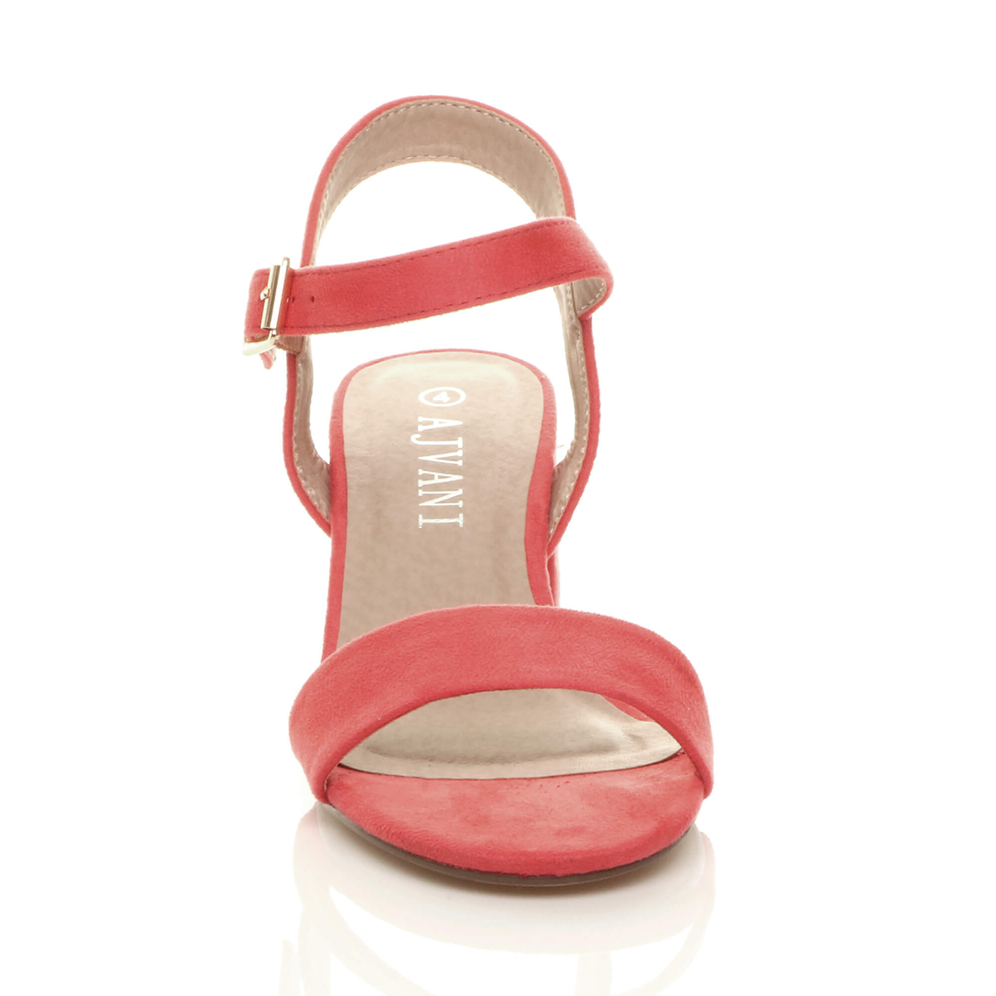 Coral AJVANI Coral Mid Block Heel Strappy Sandals, Image 6 of 6