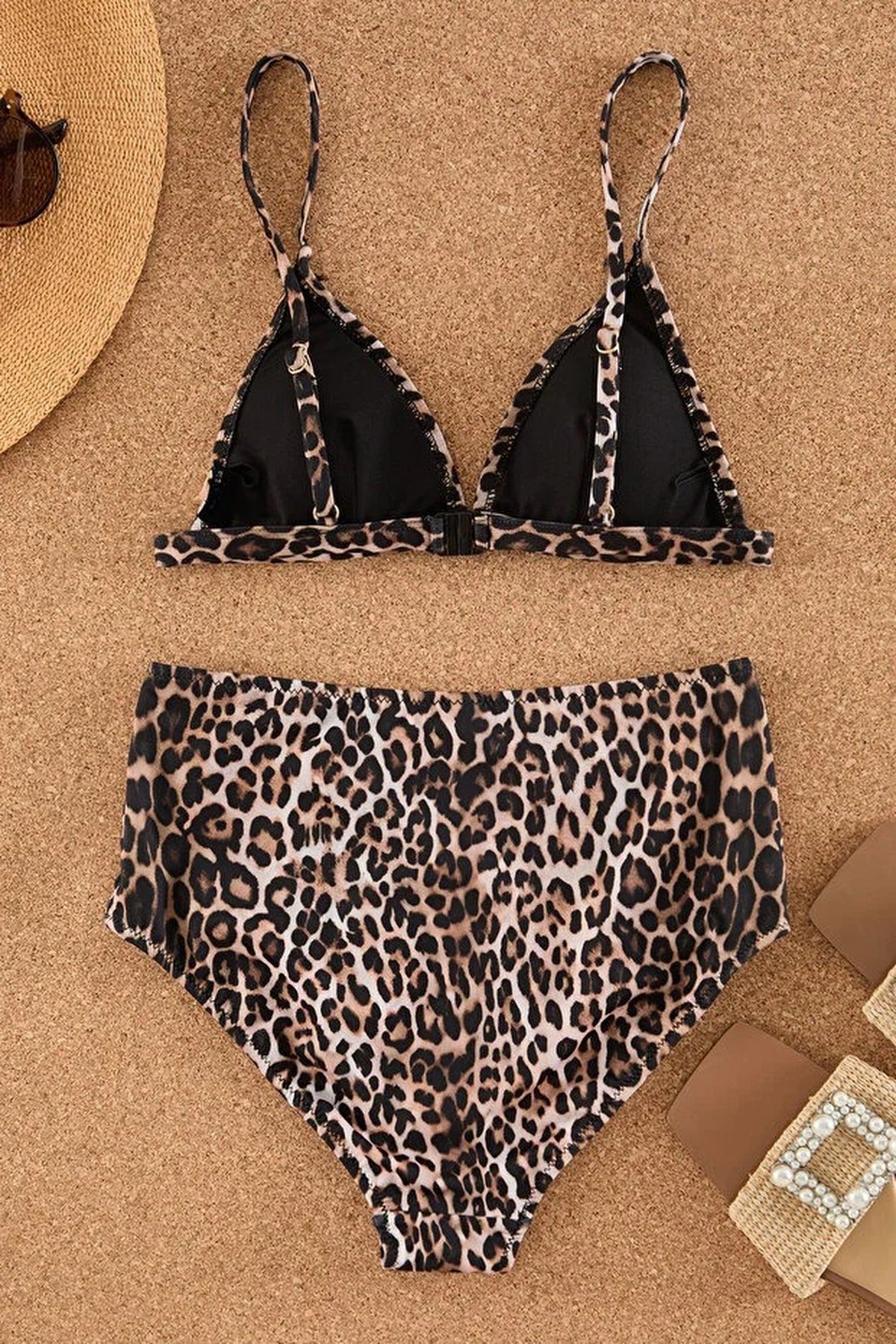Multi WOVCOR Multi Leopard Print Triangle Bikini Top, Image 4 of 5