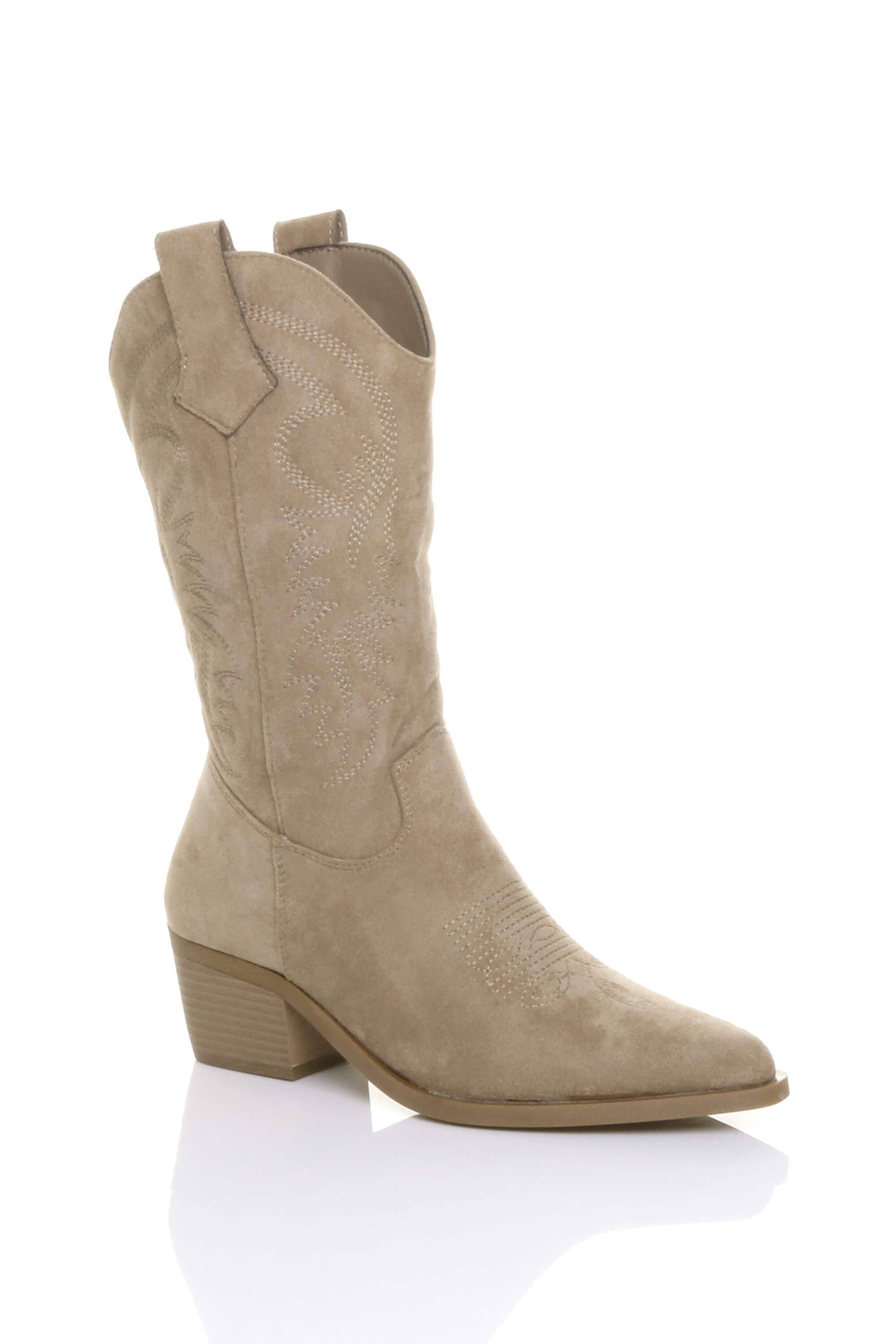 Black Low Cuban Heel Embroidered Cowboy Western Boots
