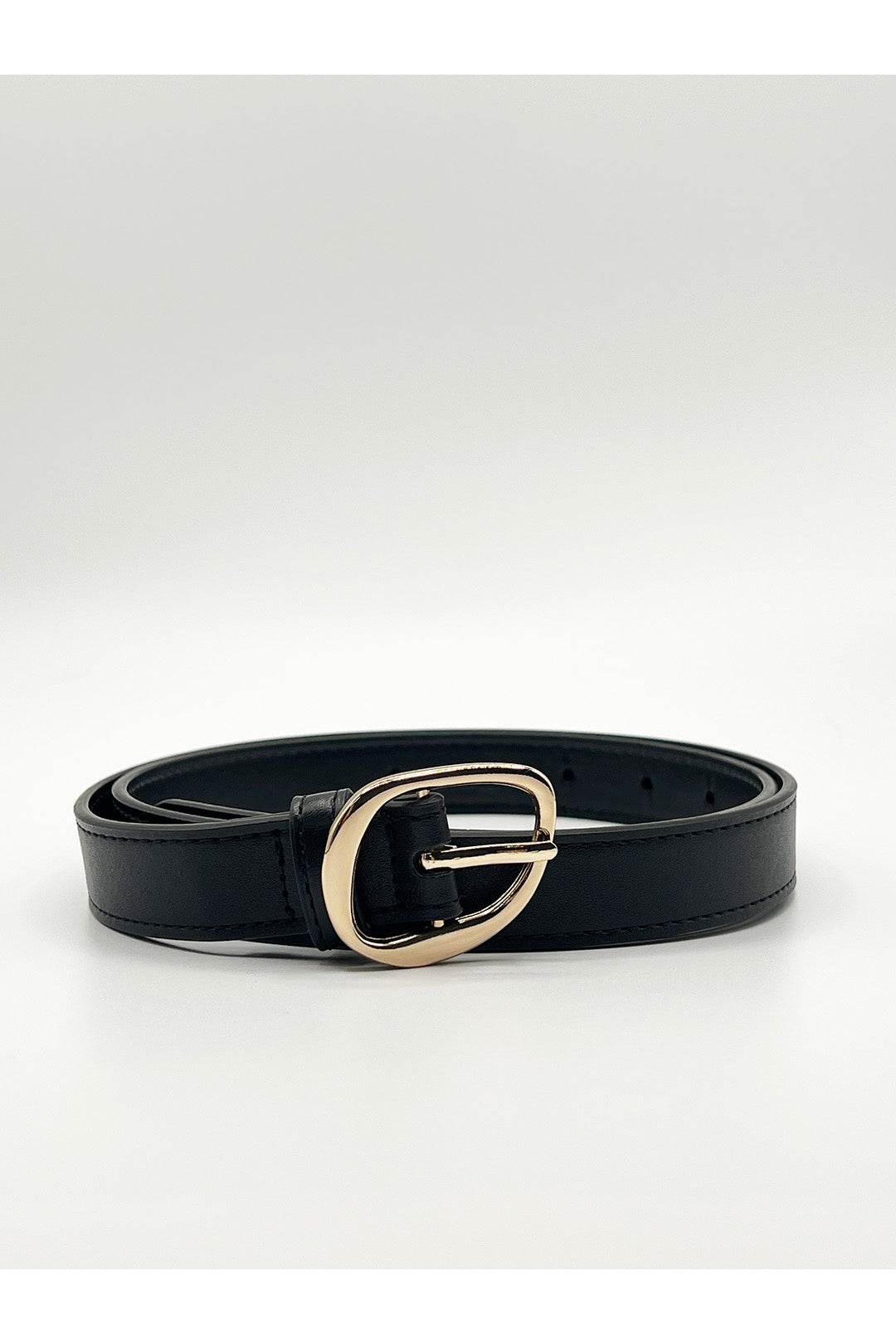 Black Oval Gold Buckle Belt, Image 2 of 4