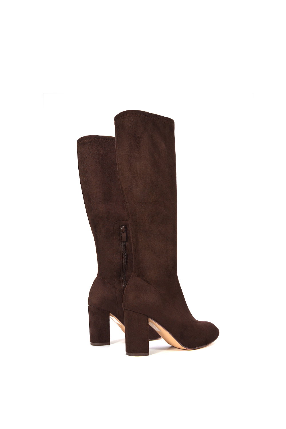 Brown XY LONDON Brown 'Clementine' High Block Heel Knee High Boots, Image 4 of 6