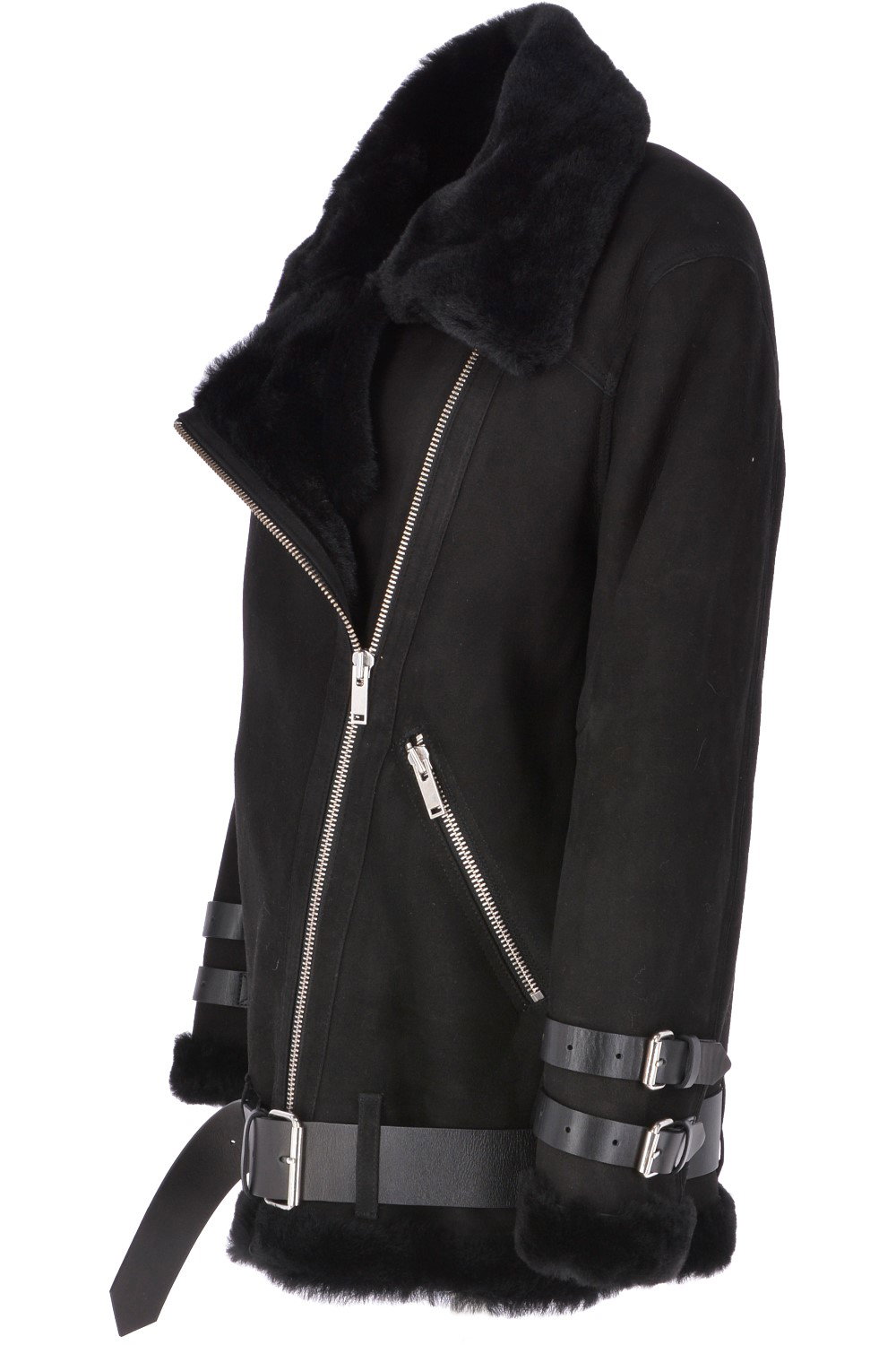 Black Ashwood Leather Black 'Khloe' Oversized Sheepskin Flying Jacket, Image 3 of 5