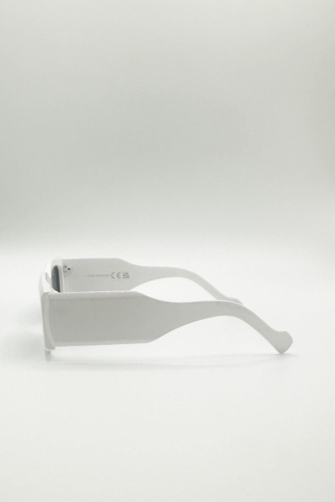 White Chunky Rectangle Sunglasses with Extra Wide Arms in White, Image 4 of 4