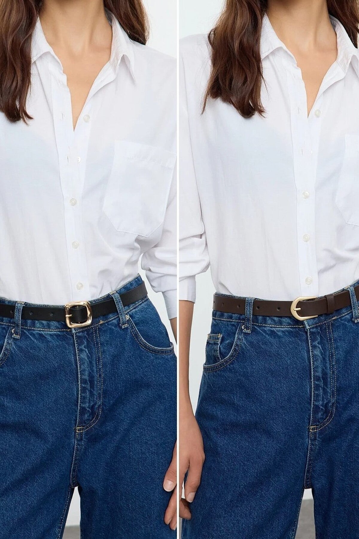 Multi Double Pack Oval Buckle Slim Women’s Belt Set, Image 1 of 3