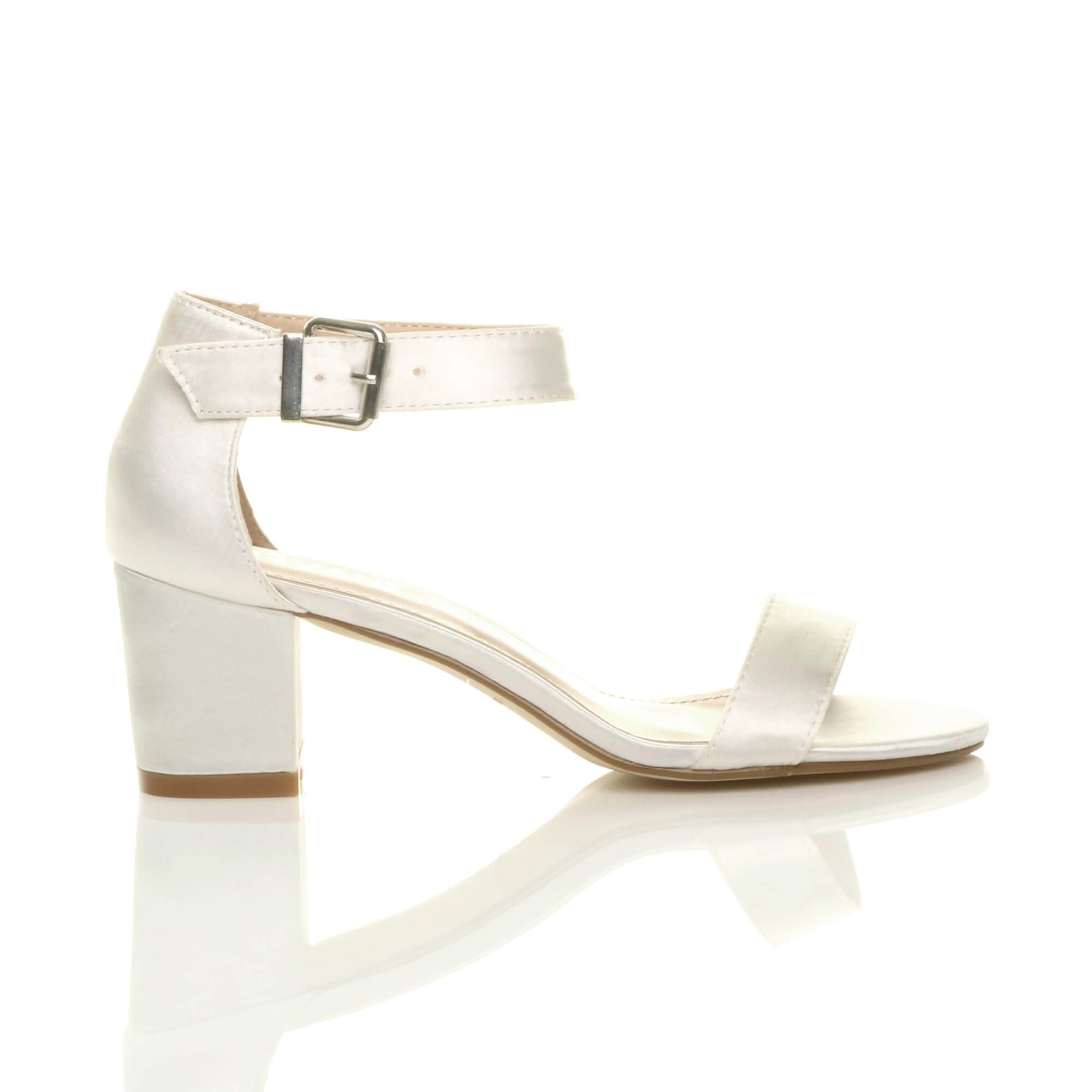 Ivory AJVANI Ivory Mid Block Heel Ankle Strap Sandals, Image 2 of 6