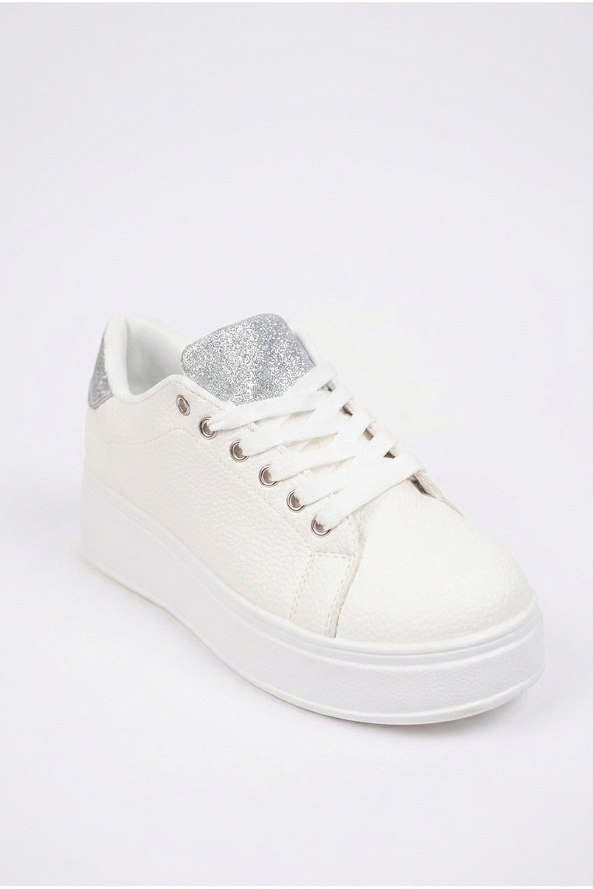 Silver iKrush Silver Sophie Womens Classic Platform Trainers, Image 4 of 5