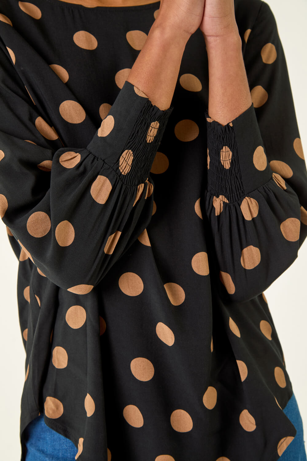 Black Spot Print Tunic Top, Image 6 of 5