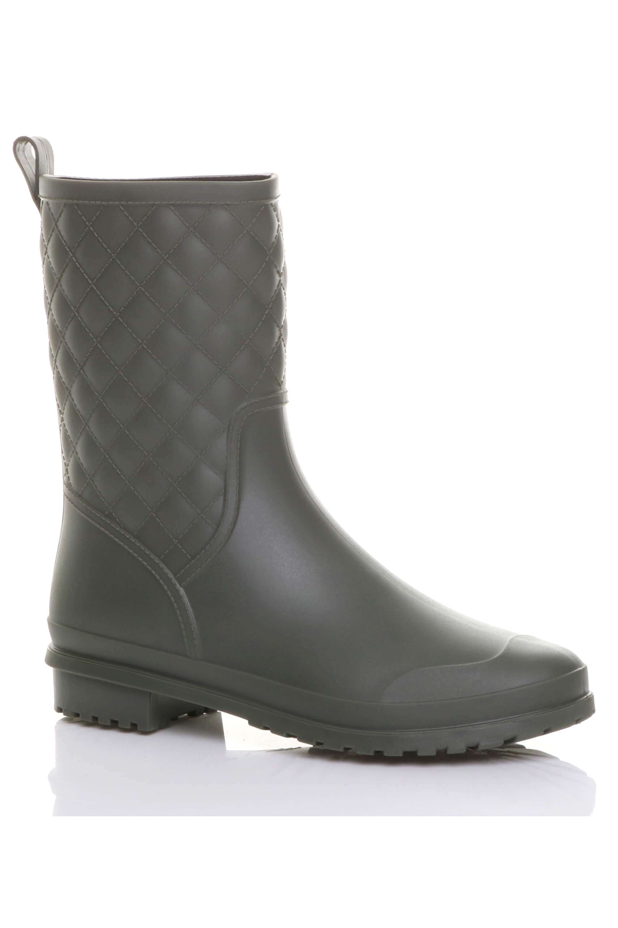 Khaki AJVANI Khaki Waterproof Wellingtons Quilted Ankle Boots Wellies, Image 1 of 6