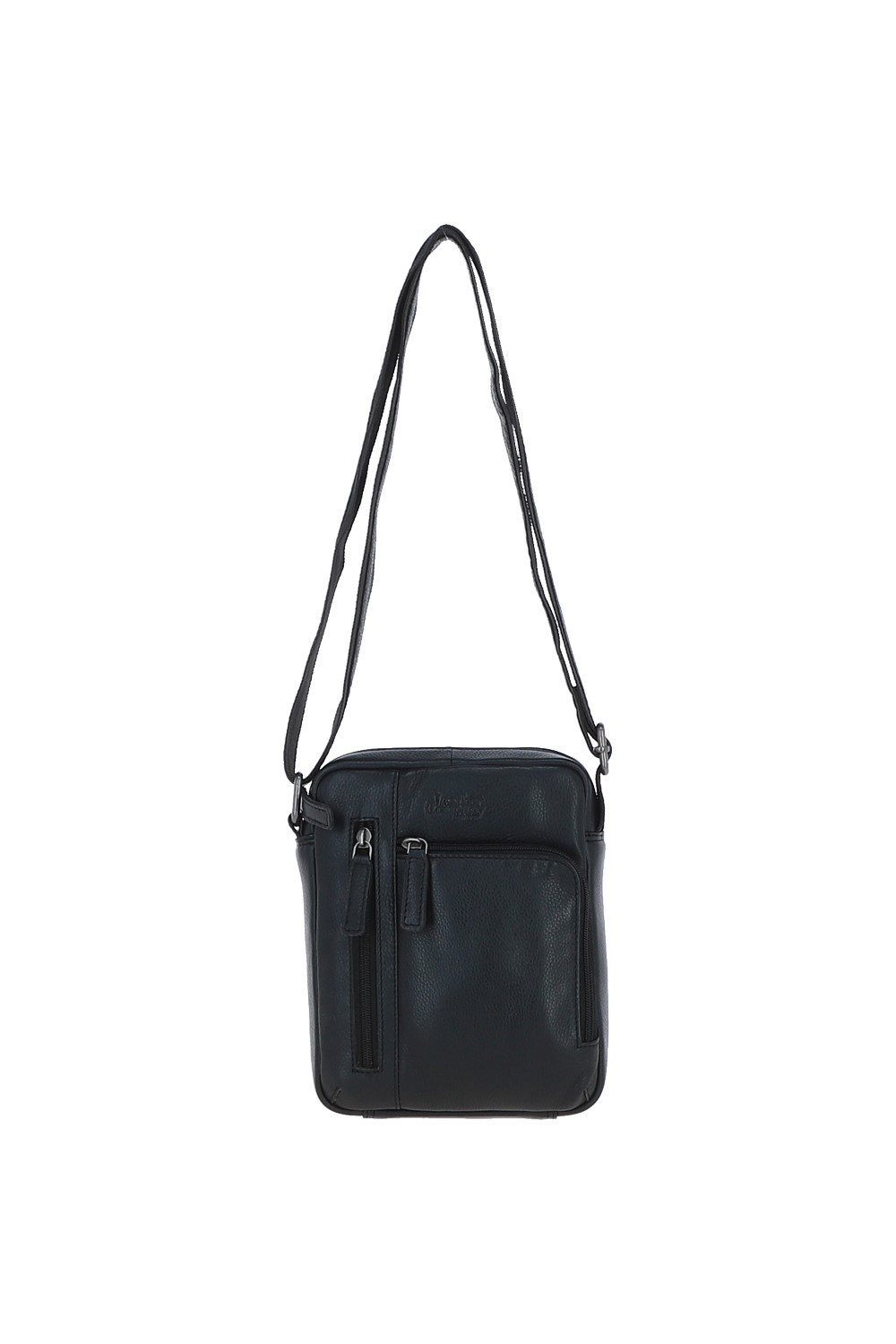 Black 'Madrid' Compact Travel Messenger Bag With Multiple Zip Pockets And Adjustable Strap, Image 2 of 5
