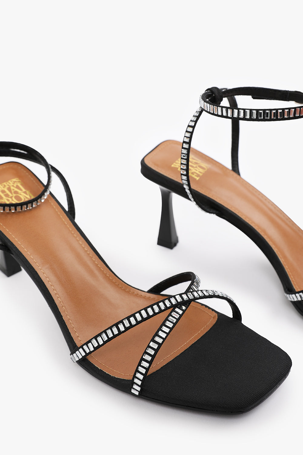 Black 'Kenia' Square Toe Low Block Heel, Image 3 of 4