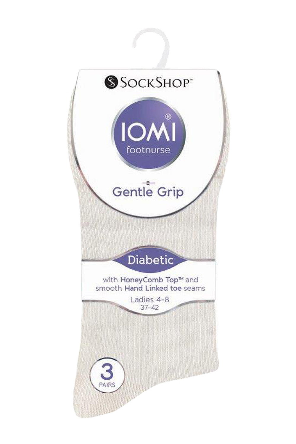 Cream 6 Pack Non Elastic Diabetic Socks, Image 2 of 5