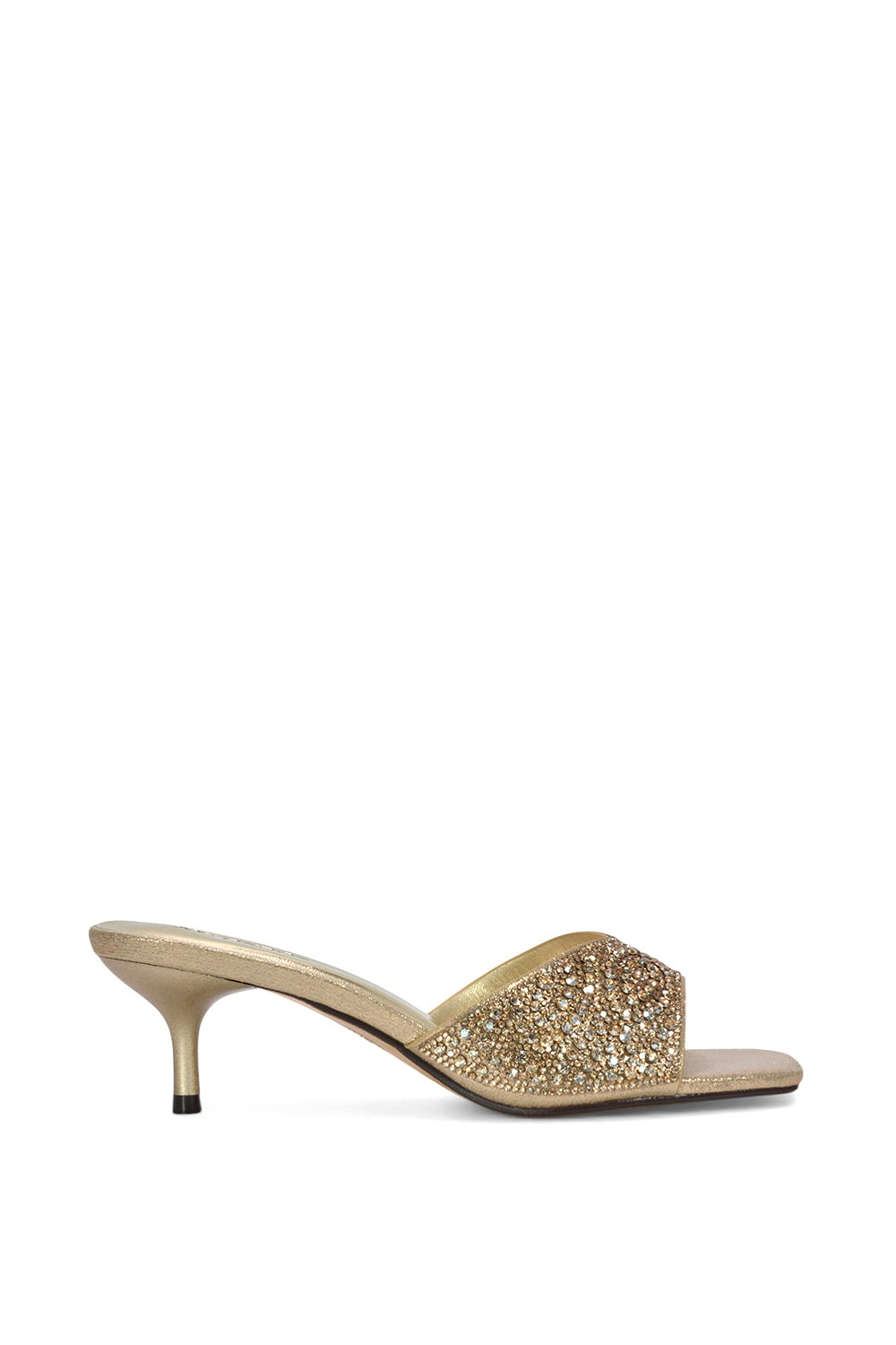 Black 'Ottilie' Sparkly Crystal Kitten Heeled Sandal Mules
