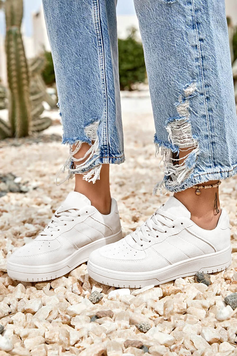 White Sporty Lace Up Trainer, Image 3 of 5