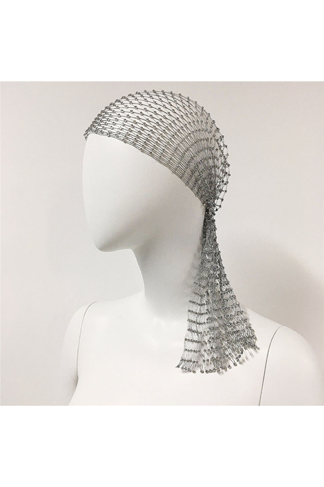 Silver Vintage Rhinestone Net Headwear, Image 2 of 2