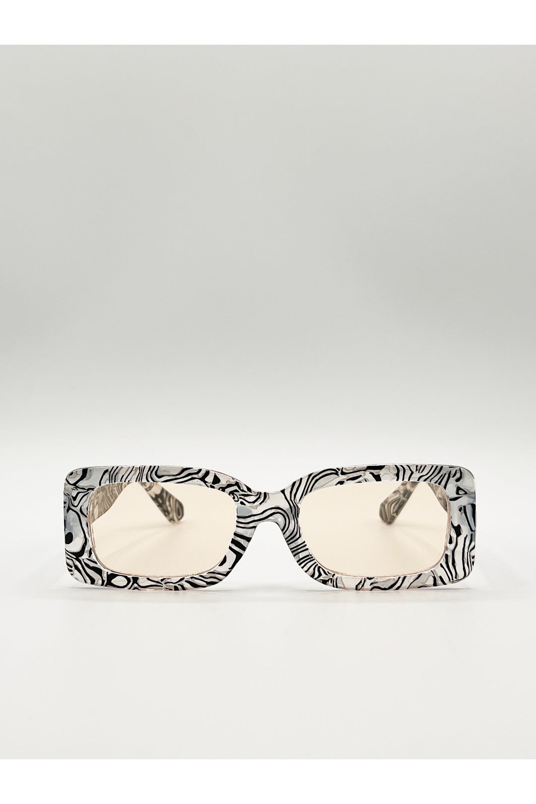 Multi Zebra Print Square Frame Sunglasses, Image 1 of 4