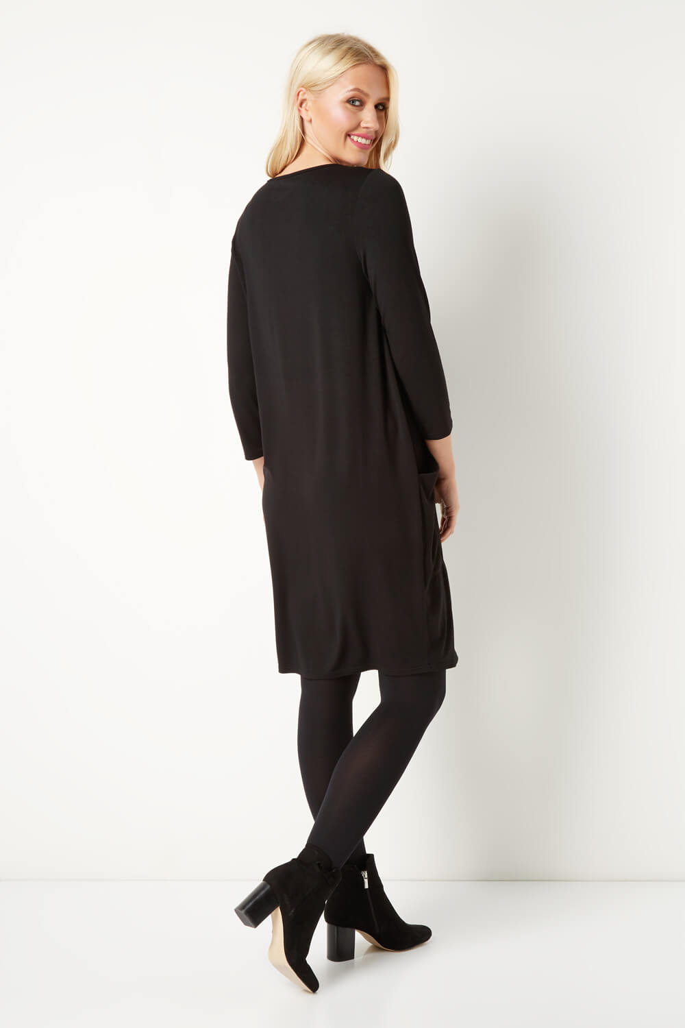 Black 3/4 Sleeve Slouch Dress, Image 4 of 4