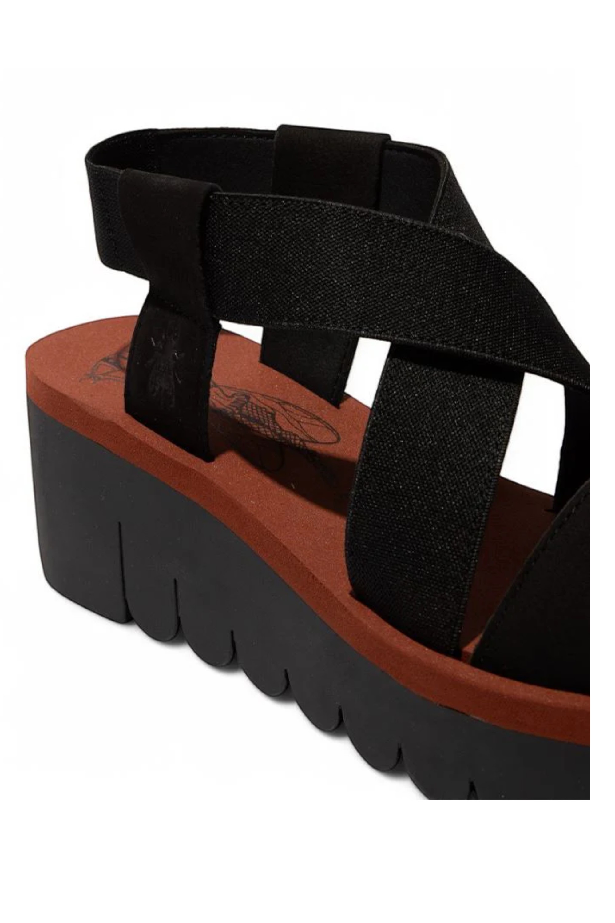 Black Womens Casual Wedge Sandals -YABI922FLY, Image 4 of 4