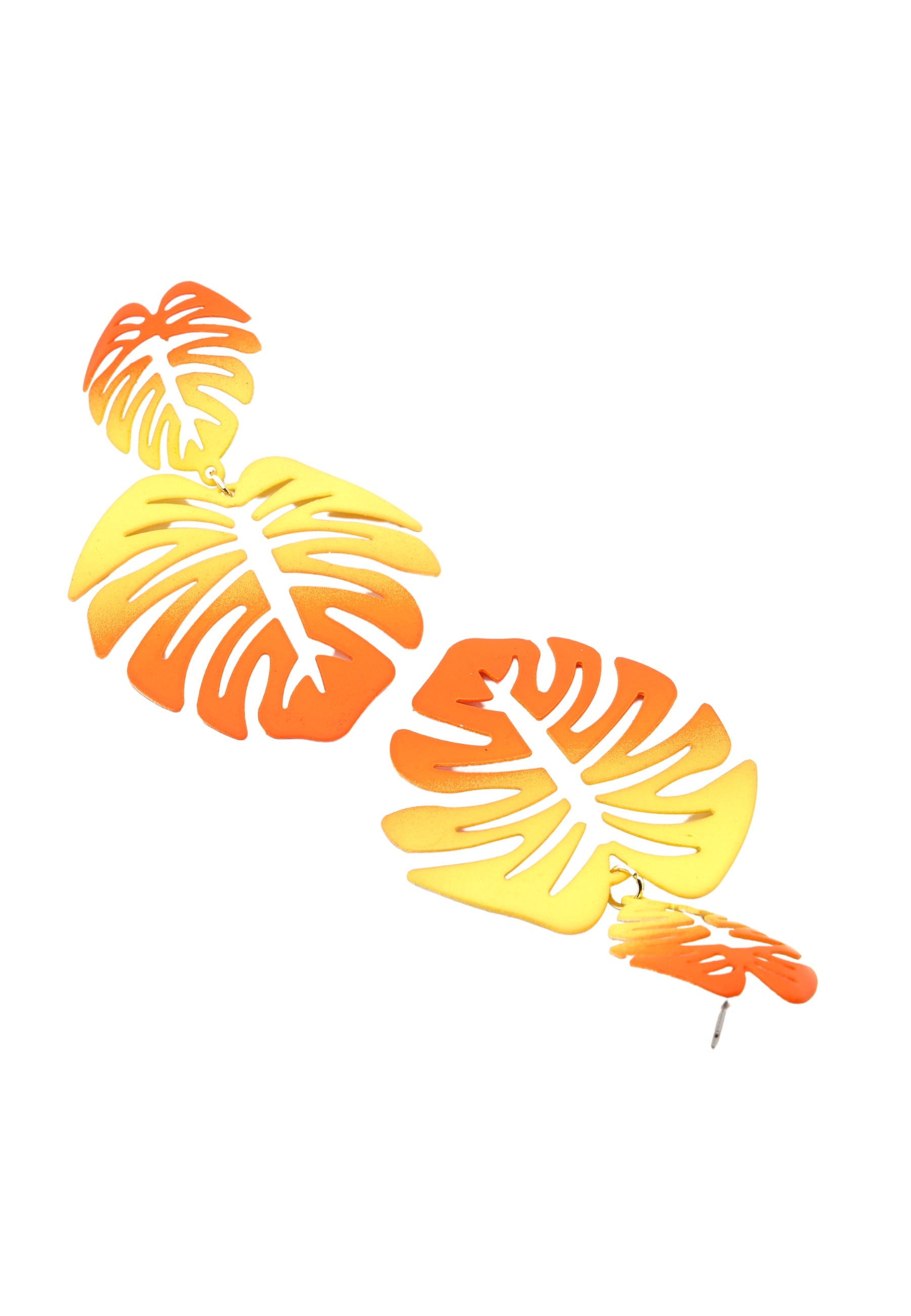 Orange AVANT-GARDE PARIS Orange Green Palm Leaf Dangle Earrings, Image 3 of 5