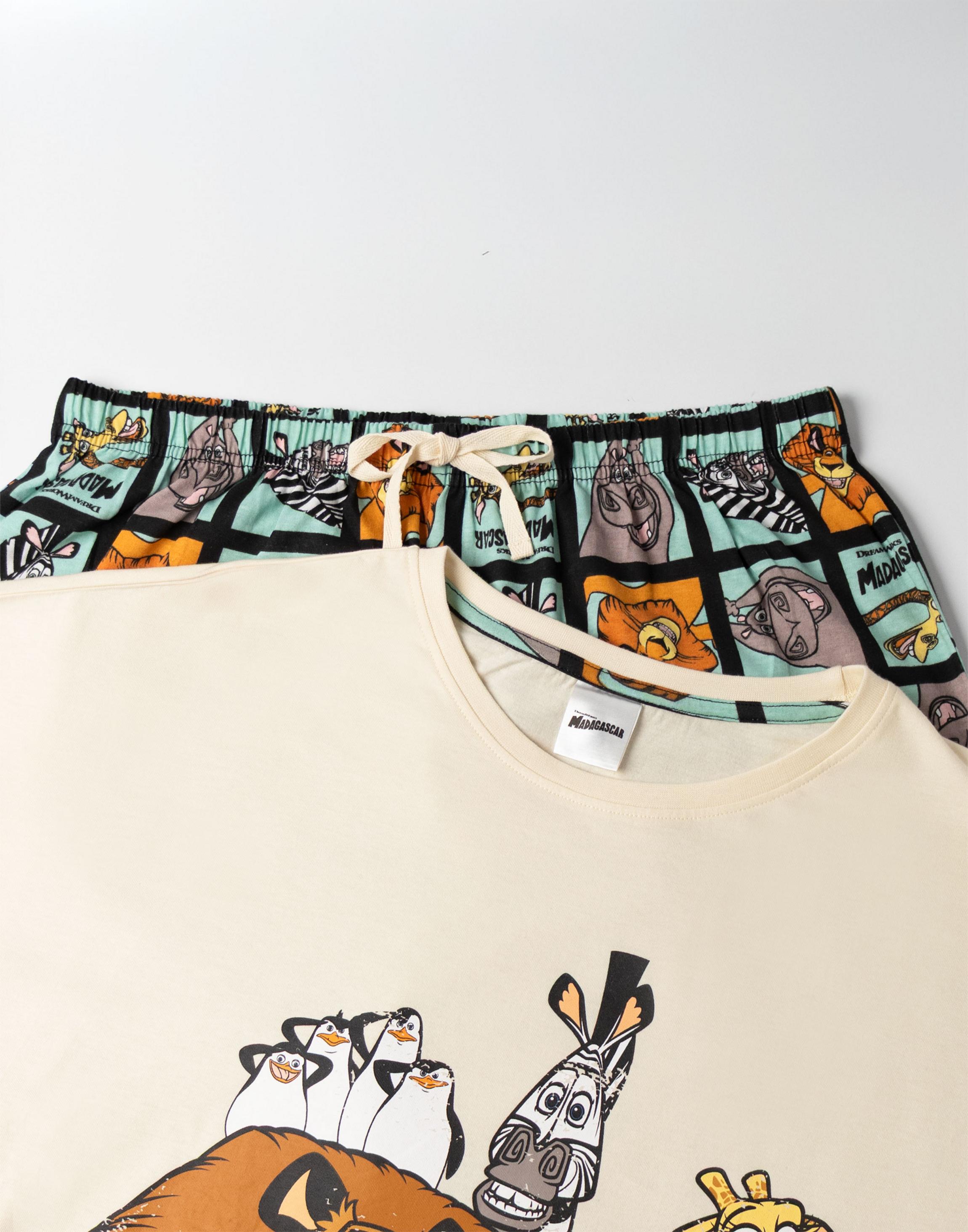 Beige Madagascar Character Small Pyjama Set, Image 3 of 6