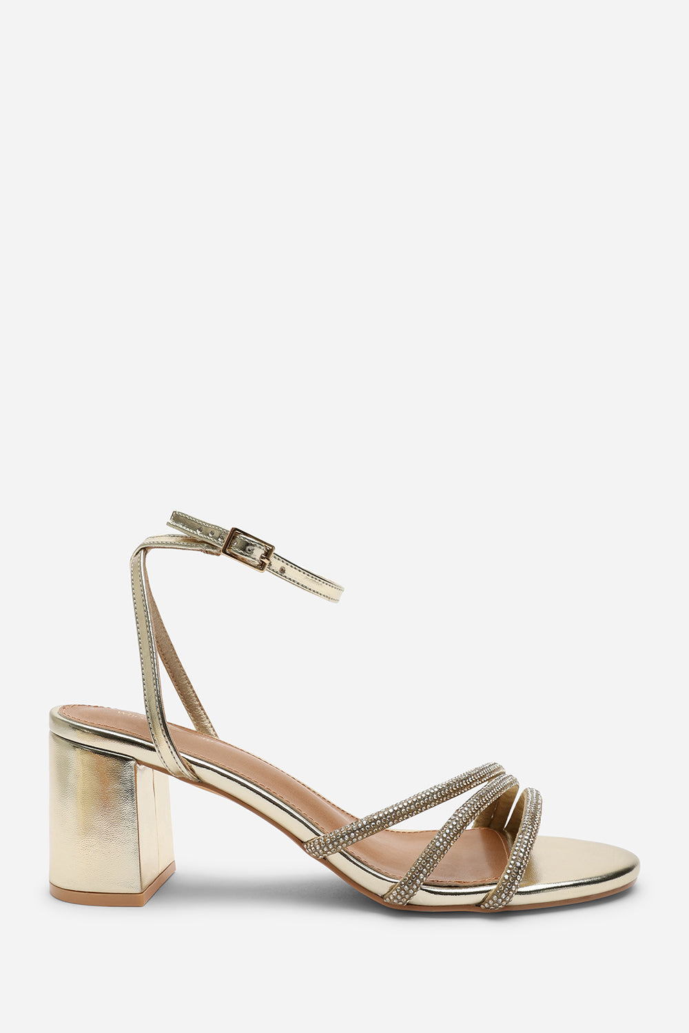 Gold Khalani Diamante Strappy Heels, Image 2 of 6