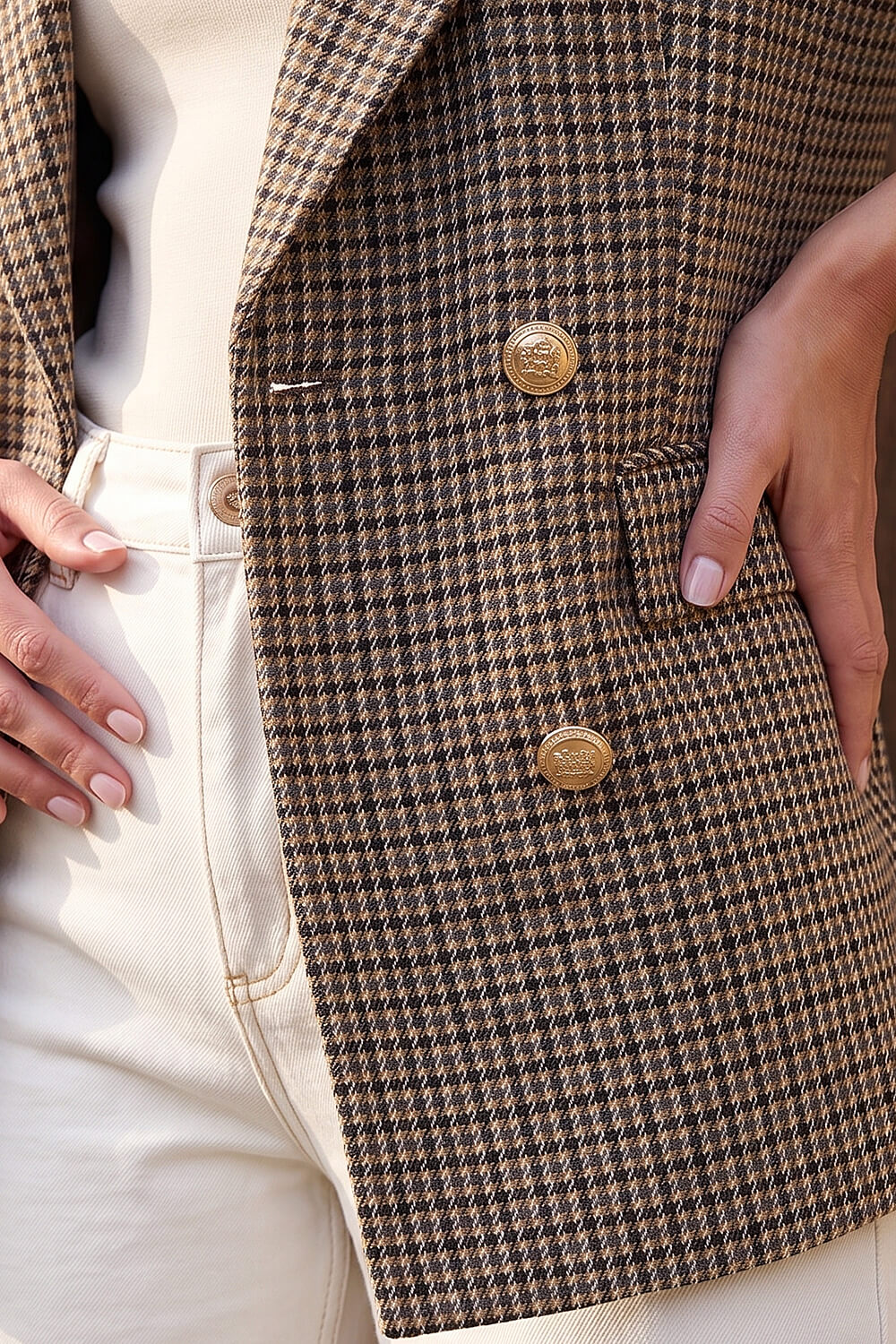 Brown Tweed Double Breasted Blazer, Image 5 of 5