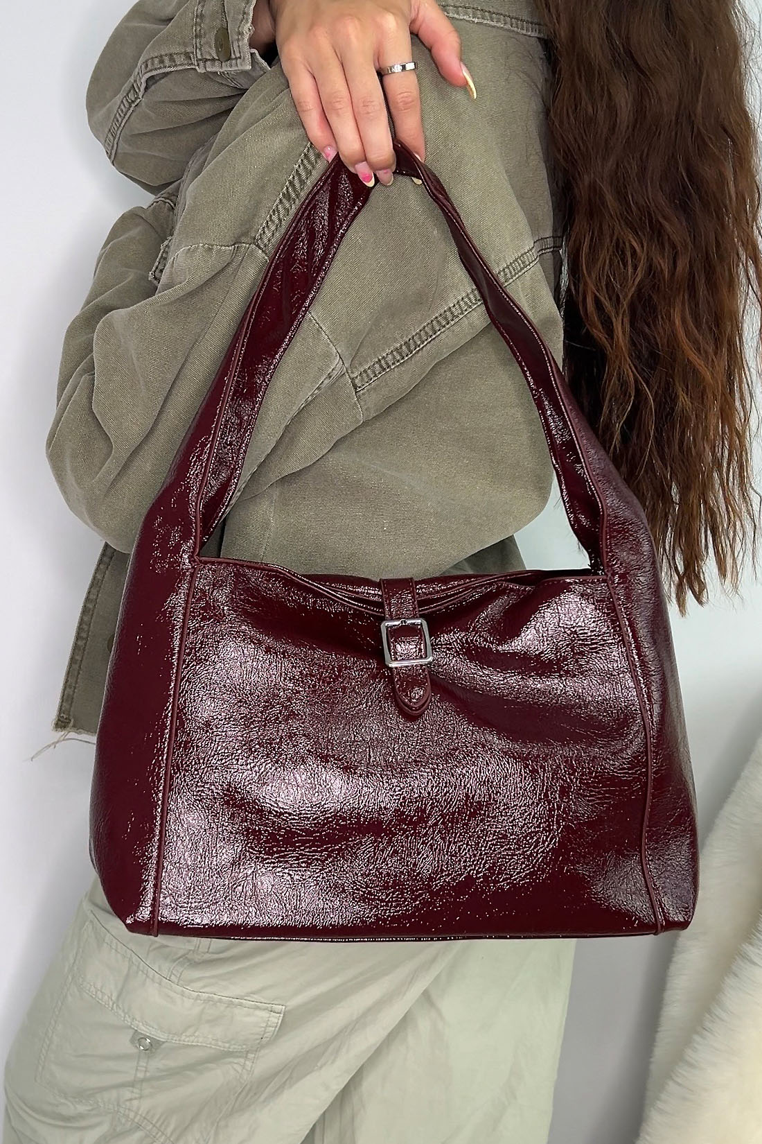 Red Classic Sleek Shoulder Bag, Image 1 of 4