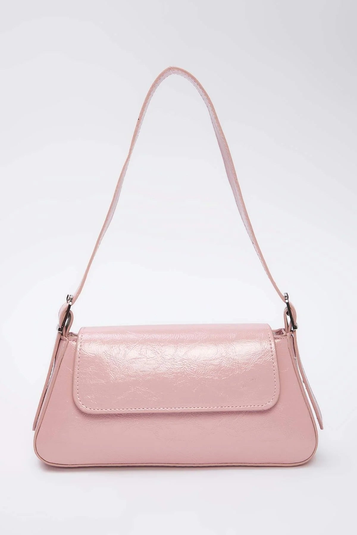 Pink WOVCOR Pink Flap Over Baguette Shoulder Bag, Image 1 of 4
