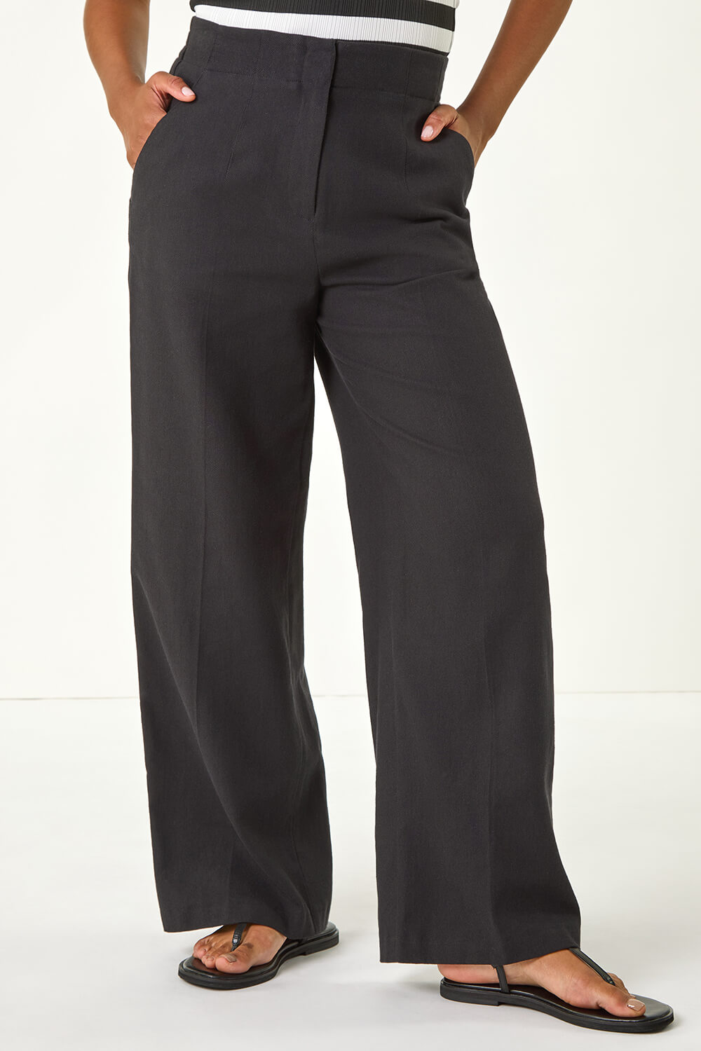 Black Smart Twill Wide Leg Pocket Trouser, Image 5 of 7