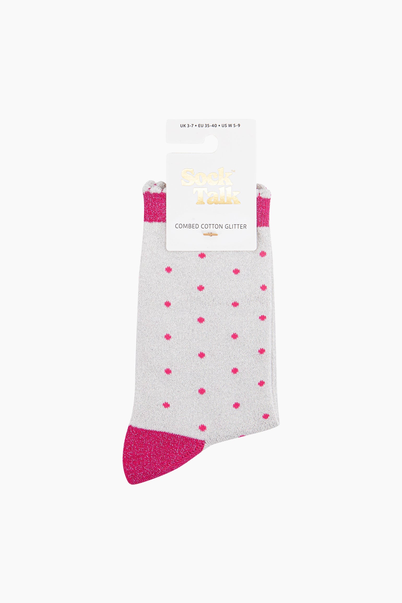 Off White Sock Talk Off White Polka Dots Combed Cotton Glitter Socks, Image 4 of 4