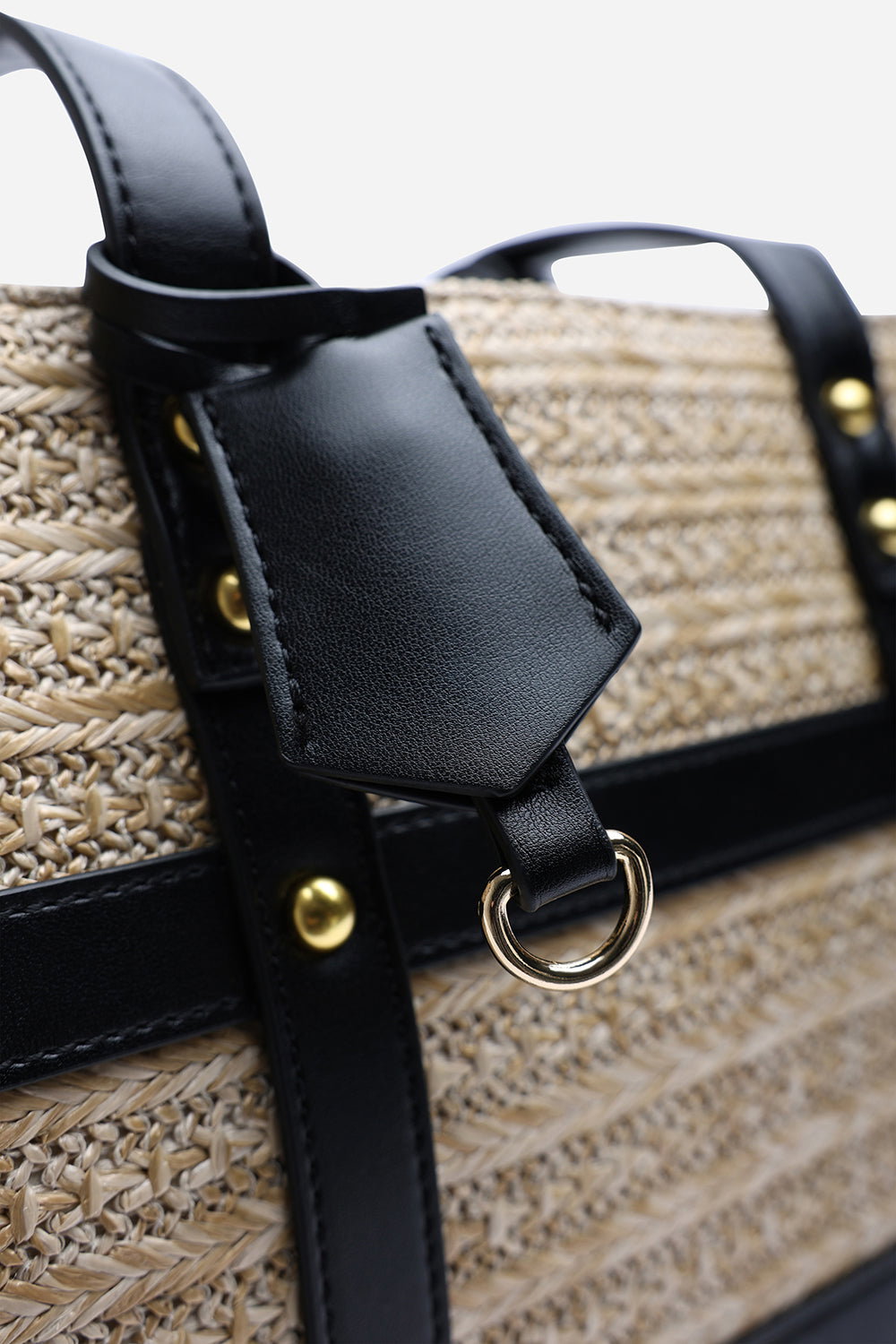 Catalina Large Raffia Bag with Stud Detail, Image 4 of 7