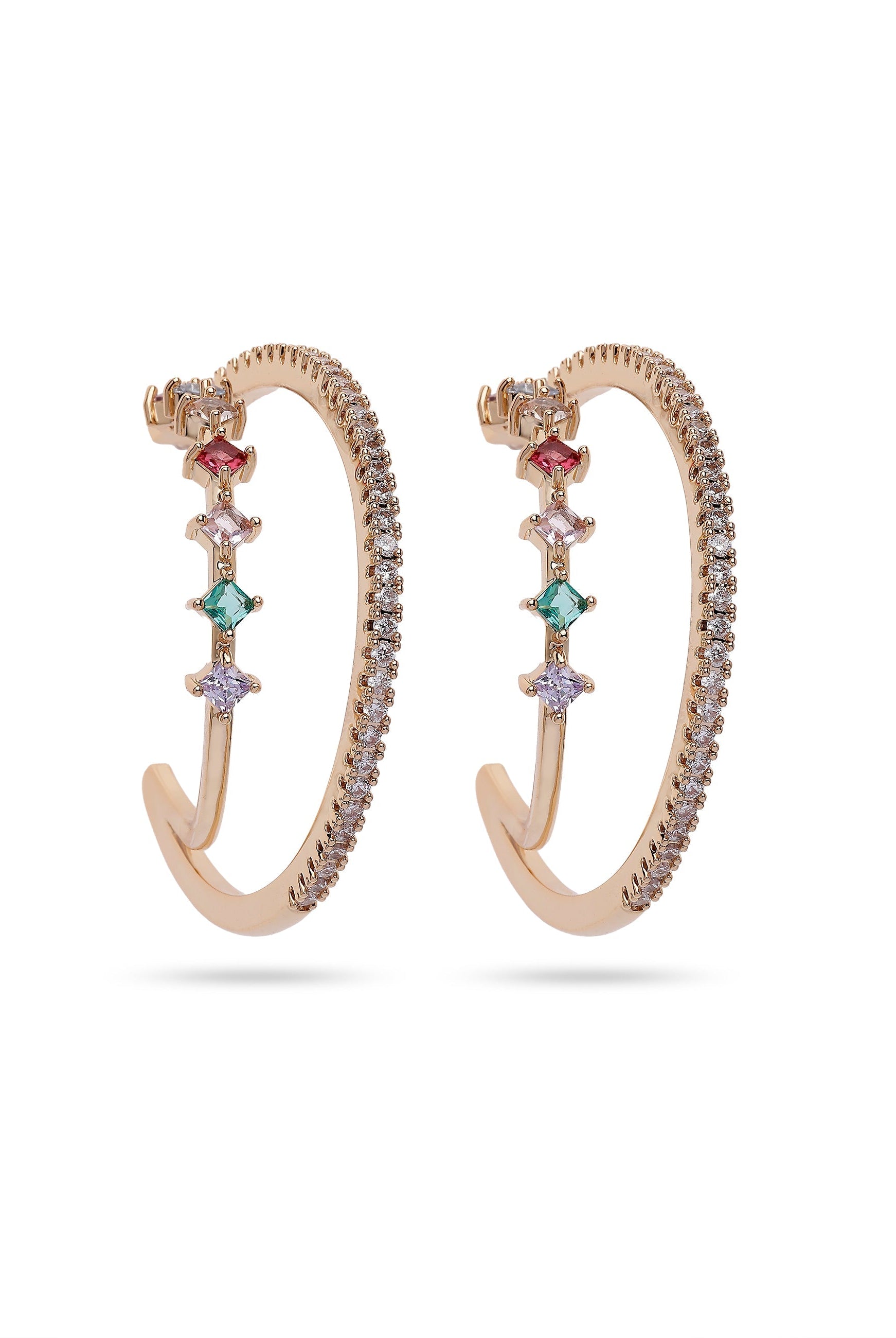 Metallic Multi Colored Hoop Earrings