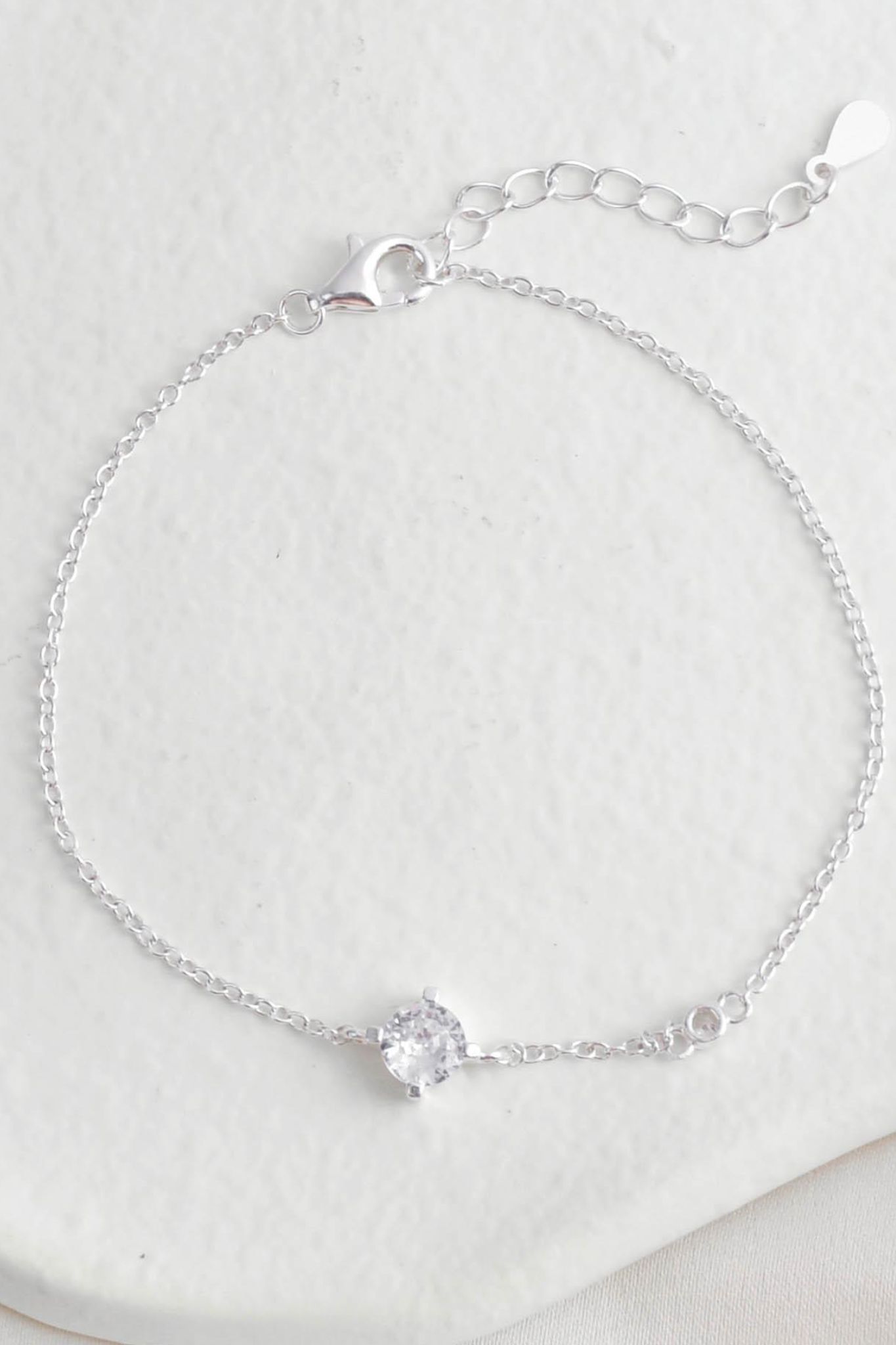 Metallic Sterling Silver Dainty Minimalist Cz Bracelet