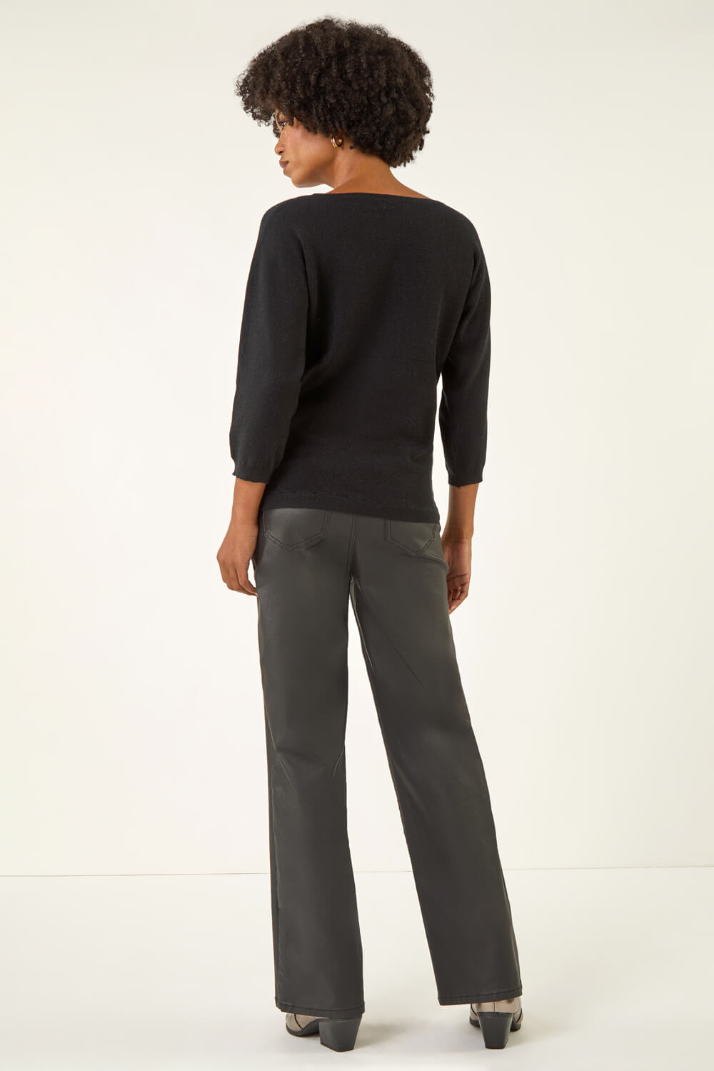 Black Embellished Floral Sequin Knit Jumper, Image 4 of 5