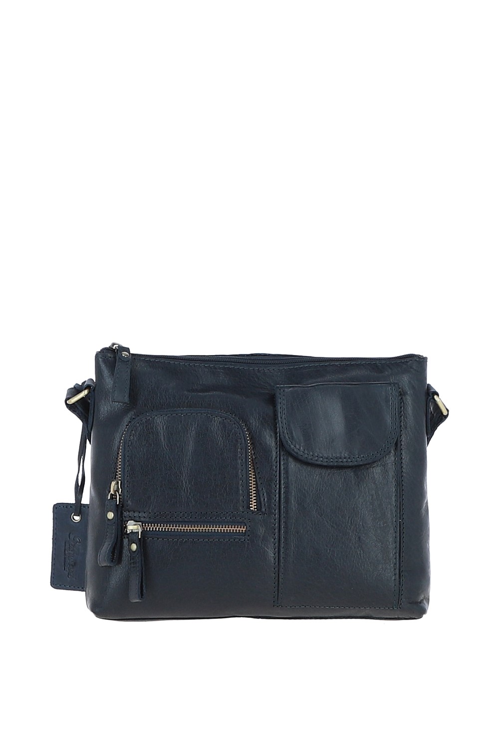 Navy Exquisite Real Leather Cross Body Bag, Image 1 of 5