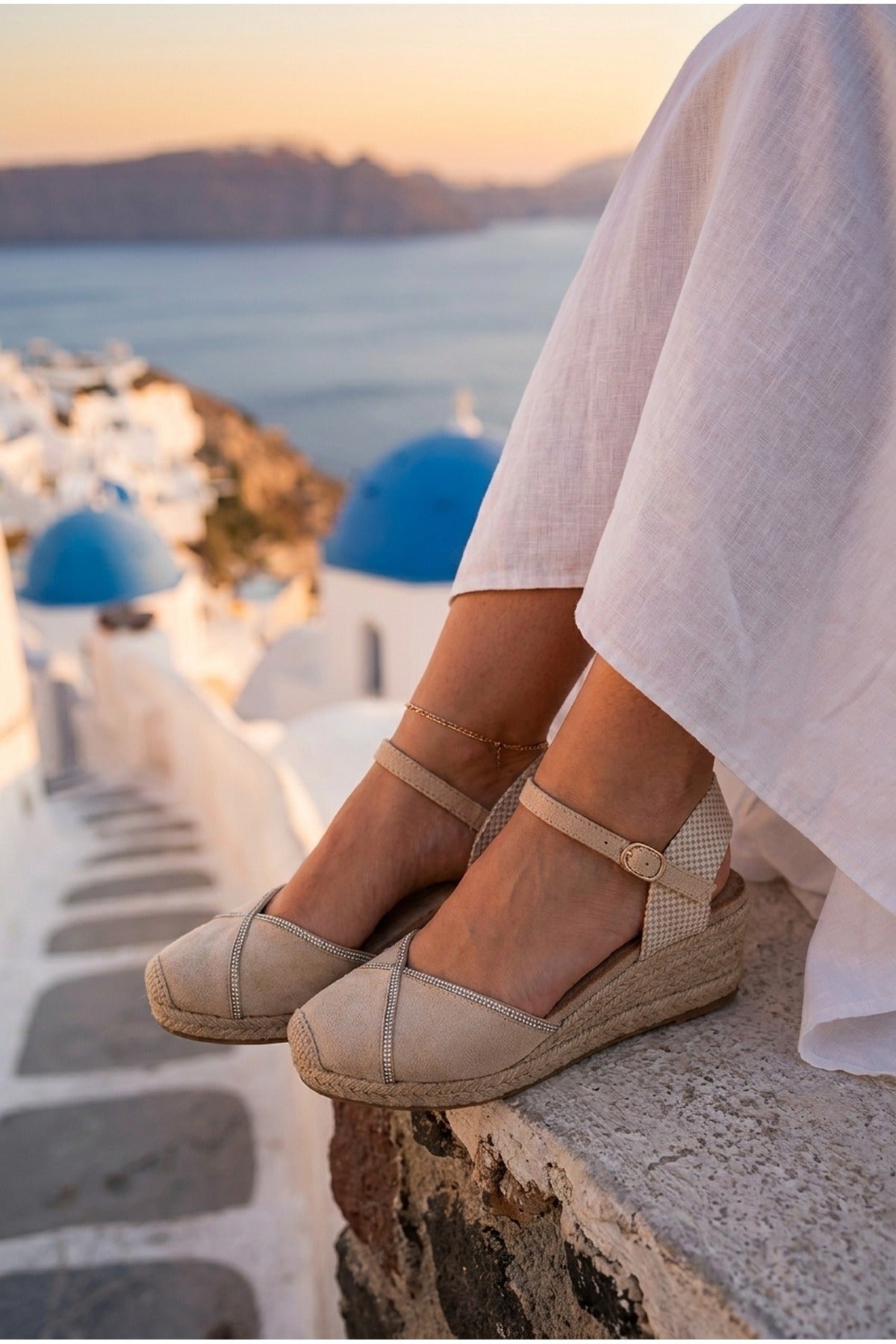 Beige Tula Rhinestone Trim Espadrille Wedges, Image 4 of 5